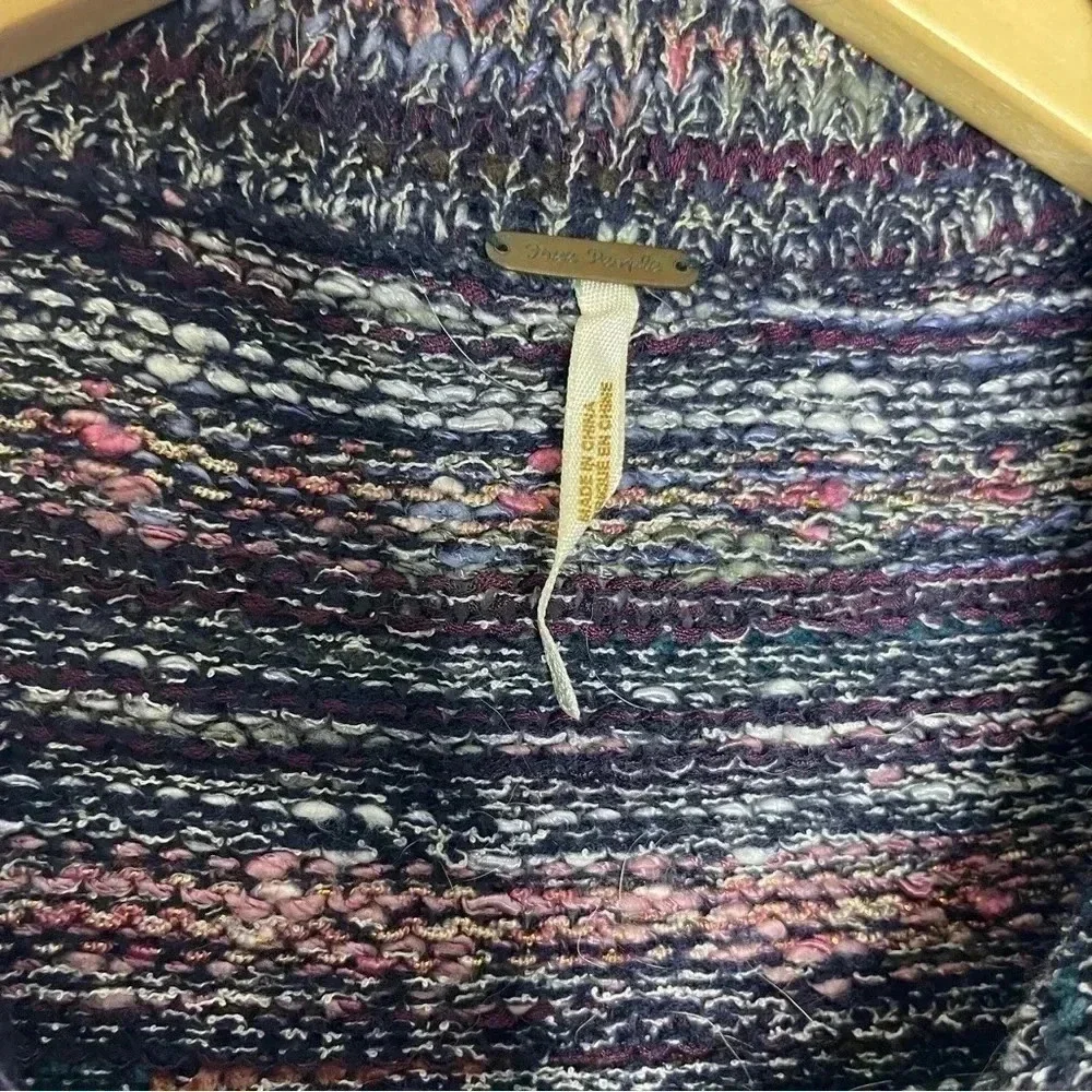 Free People Purple Tweed Cardigan Sweater Size Small